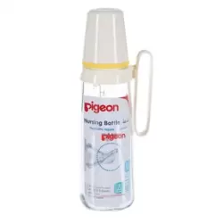 Pigeon Medium Flow Glass Feeding Bottle With Peristaltic Teat And Handle- 240ml