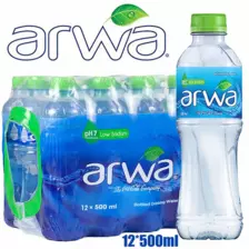 Arwa Bottled Drinking Water, Pure Low Sodium Water, Pack of 12 Bottles- 12 X 500ml