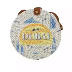 Handwoven Authentic Rattan Womens Round Crossbody Bag, Handmade Rattan Beach Bag