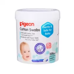 Pigeon Cotton Swabs 100percent Soft Cotton Tips With Flexible And Soft Paper Stem- 200pcs