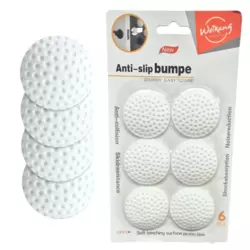 Self Adhesive 2 in 1 Wall Door Handle Guard Stopper Anti Slip Bumpe 6pcs- White