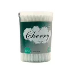 Cherry 100 percent Pure Cotton Buds Double Tipped In Plastic Stem Round Thick Tipped- 100pcs