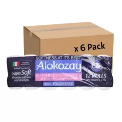 Alokozay 2 PLY Bulk 12 Rolls Bathroom Tissue 200 Sheets- 6 Pack