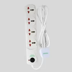 Terminator Universal Power 4 Way Extension Socket With Safety Shutter and 2mtr Cables- White