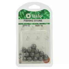 Italo Fishing Accessories, Fishing Stone Round, Pack of 12pcs- Size 10