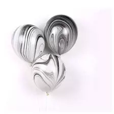 Party Time Marble Black Balloons 12 Pcs Agate Design Latex Balloon Set Can Inflate 12 Inches, Decora