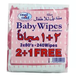 Cool and Cool Ultra Sensitive and Gentle Baby Wipes For Sensitive and Delicate Skin- 3X80 Wipes