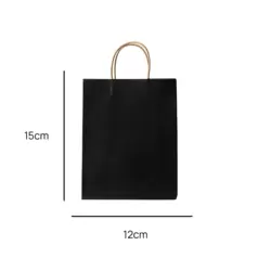 Eco Friendly Black Kraft Gift Paper Bag With Strong Handle- 12X15cm