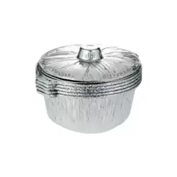 Take Away Aluminium Container 5pcs Disposable Food Storage Pot with Lid 22cm- Silver
