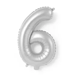 Number Letter 6 Aluminum Hanging Foil Balloon for Wedding and Party Decoration - Silver Color