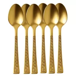 Kovar Stainless Steel Gold Plated Tea Spoon Set Large Size- 6pcs