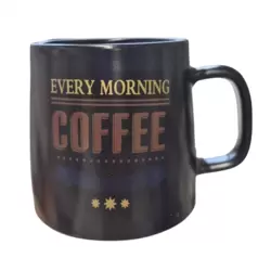 Royalford Every Morning Coffee Printed Stoneware Ceramic Mug- Black