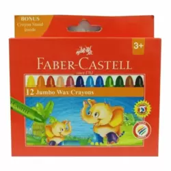 Faber Castell Jumbo Wax Crayons In Assorted Color With Crayon Stand- 12pcs