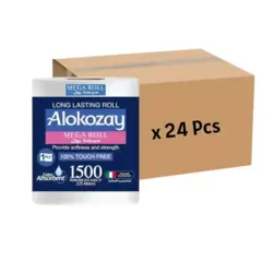 Alokozay 1 PLY Bulk Mega Roll Tissue 1500 Sheets- 24pcs