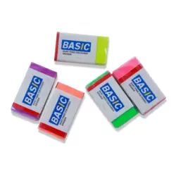 Basic Non Toxic and Dust Free Multicolour Eraser for Clean, Smooth And Dust free Erasing- 50pcs