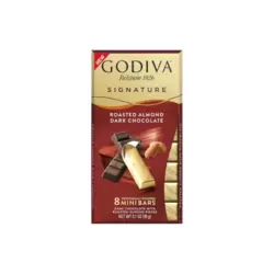 Godiva Belgium 1926 Signature Roasted Almond Dark Chocolate Individually Wrapped Bars- 90gms