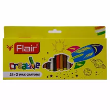 Flair Creative 24+2 Wax Crayon Pack - 80mm Length