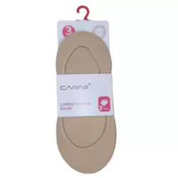 Calyalli Ladies Invisible Ankle Length Socks In Beige Color- 3 Pairs