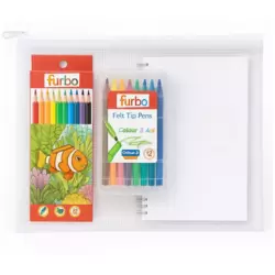 Furbo Drawing Kit With A4 Size Sketch Pad 20 Sheets Color Pencil And Marker