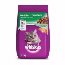 Whiskas Chicken and Tuna Hairball Control Dry Food for Adult Cats- 1.1 Kg