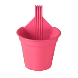 Grill Mounted Flower Tub Single Hook Durable Decorative Flower Pot For Indoor And Outdoor- Pink