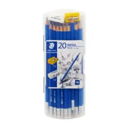 Staedtler Norica HB Eraser Tip Pencils Pack With Extra Eraser And Sharpener- 20pcs