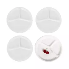 Ecno Pack Divider Plate Disposable Round Plastic Food Serving Plates 10 inch- 20 Pieces