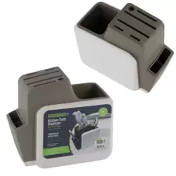 Royalford Multifunctional Kitchen Tools Organizer Knife And Cutlery Holder With 5 Universal Wider Slots- Dark Gray