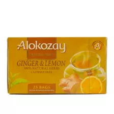 Alokozay Caffeine Free Natural Herbs Ginger and Lemon Tea- 25Bags