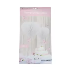 White Heart Shape Honeycomb Paper Hanging Decoration for Anniversary Decor, Wedding Pack of 2 Pcs