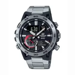 Casio Edifice Analog Digital Wrist Watch ECB-40D-1ADF With Chain Strap- Gray