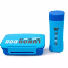 Microwave Safe Airtight Lunch Box And Water Bottle Set With Double Lock For Office,School,Home - Blu