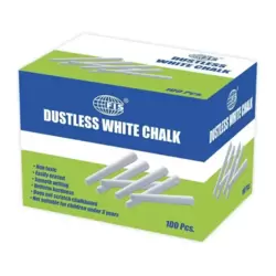 FIS Non Toxic And Easily Erasable Dustless White Chalk 8cm Long- 100pcs