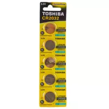 Toshiba Lithium Battery, 0 Percent Mercury, 3.0V CR2032 - Pack of 5 Pieces