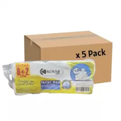 Kovar 400 Sheets 2 PLY Bulk 5 Pack Toilet Tissue Roll- 10 Roll