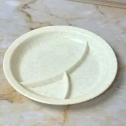 Dynasty Melamine Marble Designed 10 Inch Compartment Round Tray- Ivory