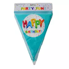 Printed Birthday Party Tag, Banner, Flag, Happy Birthday Text Party Banner with Transparent Rope, 15