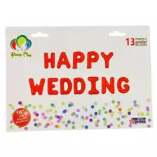 Happy Wedding Foil Balloon Banner Aluminium Foil Balloon for Party Decoration- Red Color