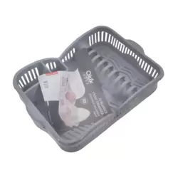 Qlux Ideas Elegance Dish Drainer With Spoon Glass Holder And Detachable Tray- Dark Gray