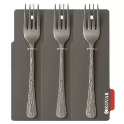 Kovar Stainless Steel Gray Electroplated Dinner Fork Set With Rough Pattern Handle- 3pcs