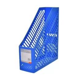 Simple Vertical Desktop File Organizer Single Row Paper Storing Rack- Blue