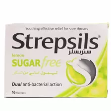 Strepsils Lemon Sugar-Free Dual Anti-Bacterial Action Tablet for Sore Throat Relief- 16 Lozenges
