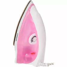 Olsenmark Dry Iron, White and Pink Dry Iron, Golden Non-Stick Coating Iron