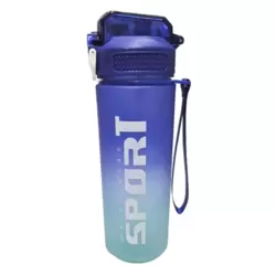 Durable Silicone Unbreakable Sports Water Bottle with Straw- Blue