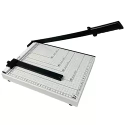Basic Paper Cutter With Guide Bar and Safety Blade Lock- White