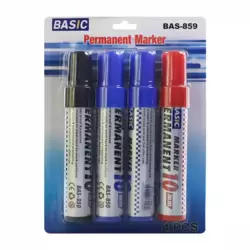 Basic Permanent Marker Waterproof and Colorast Marker Pens- 4 Colors