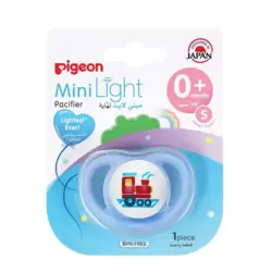 Pigeon Small Sized Minilight Pacifier Train Printed and Teeth Friendly For 0+ months Babies- BLue