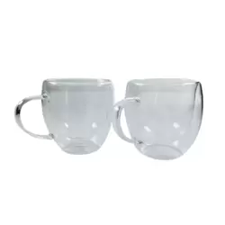 Double Walled Insulated Glass Espresso Coffee Cups With Handle- 2X250ml
