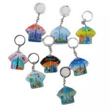 Dubai Print Souvenir Travel Keychain Acrylic Shirt Design Keyrings- 8pcs