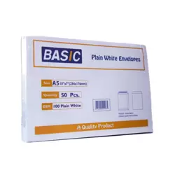 Basic Plain White Envelopes- 50pcs